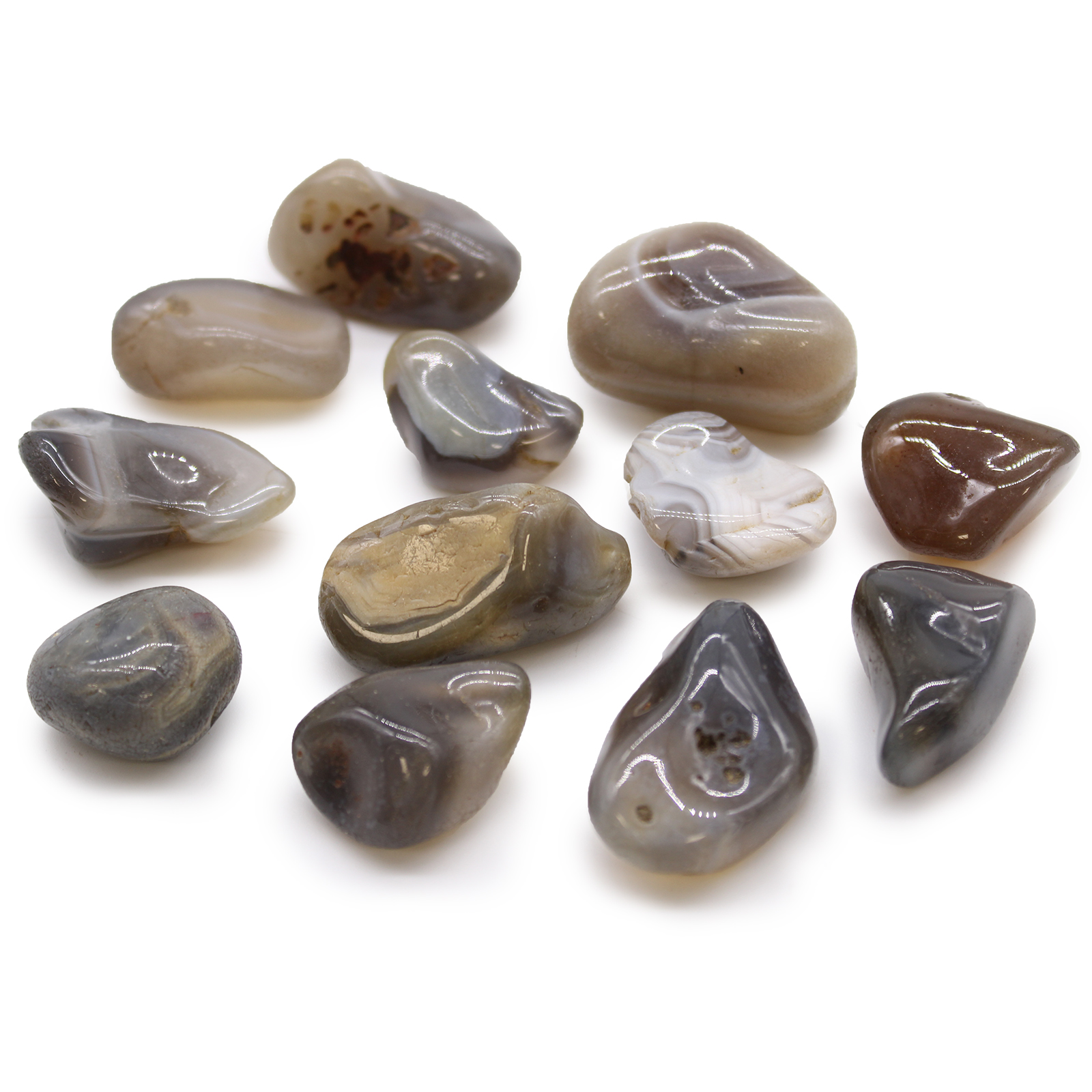Medium Tumble Stones - Grey Agate - Botswana