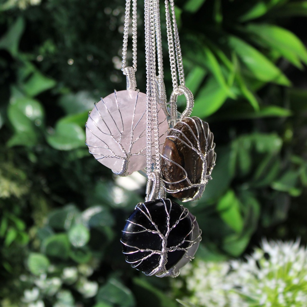 Tree of Life Gemstone Necklace - Black Onyx