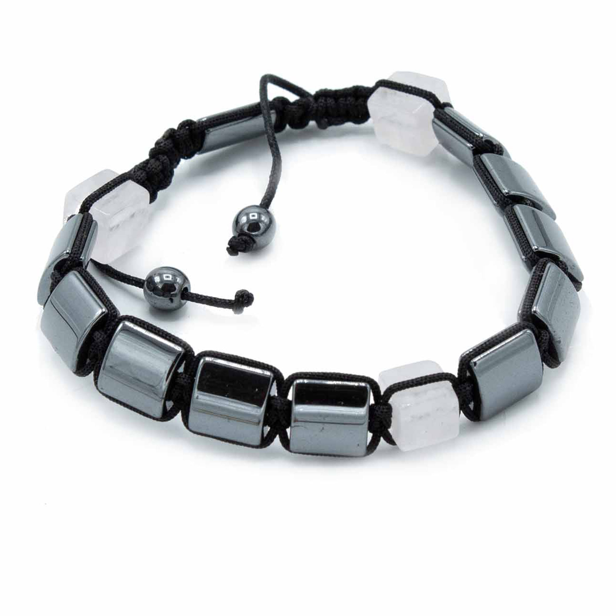Magnetic Hematite Shamballa Bracelet -  Quartz Cuboids