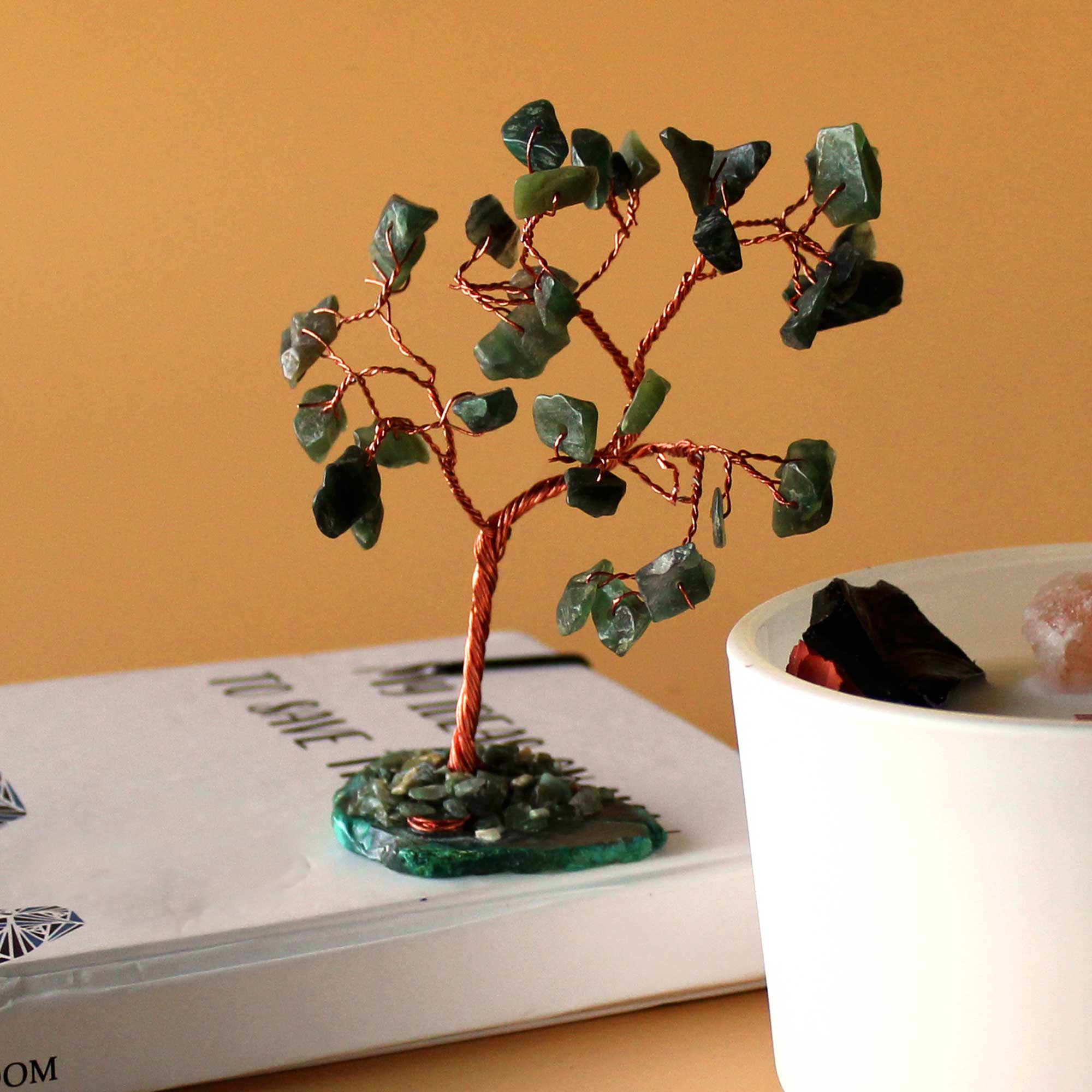 Gemstone Tree - Green Aventurine on Green Agate Base