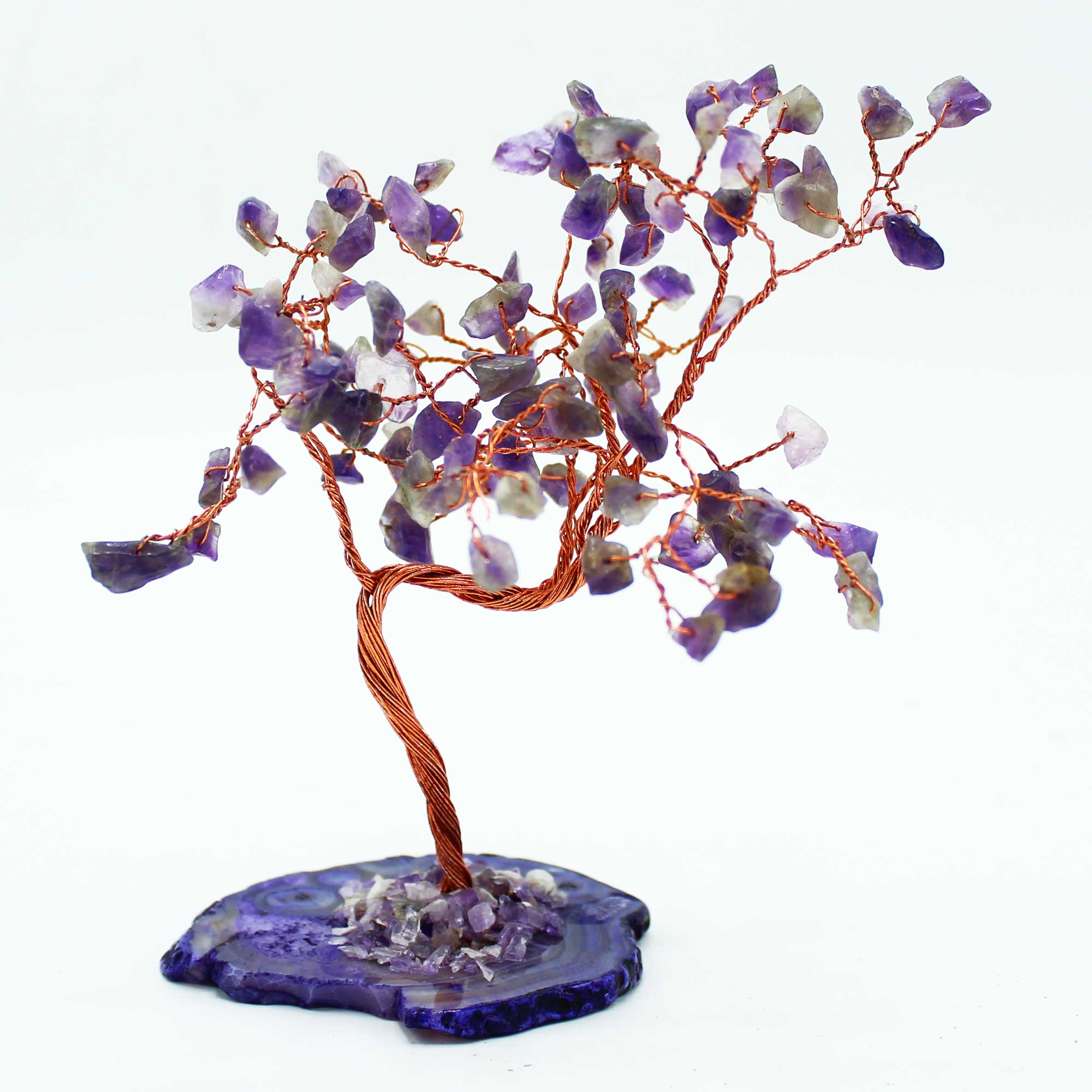 Gemstone Tree - Amethyst on Natural Agate Base Large