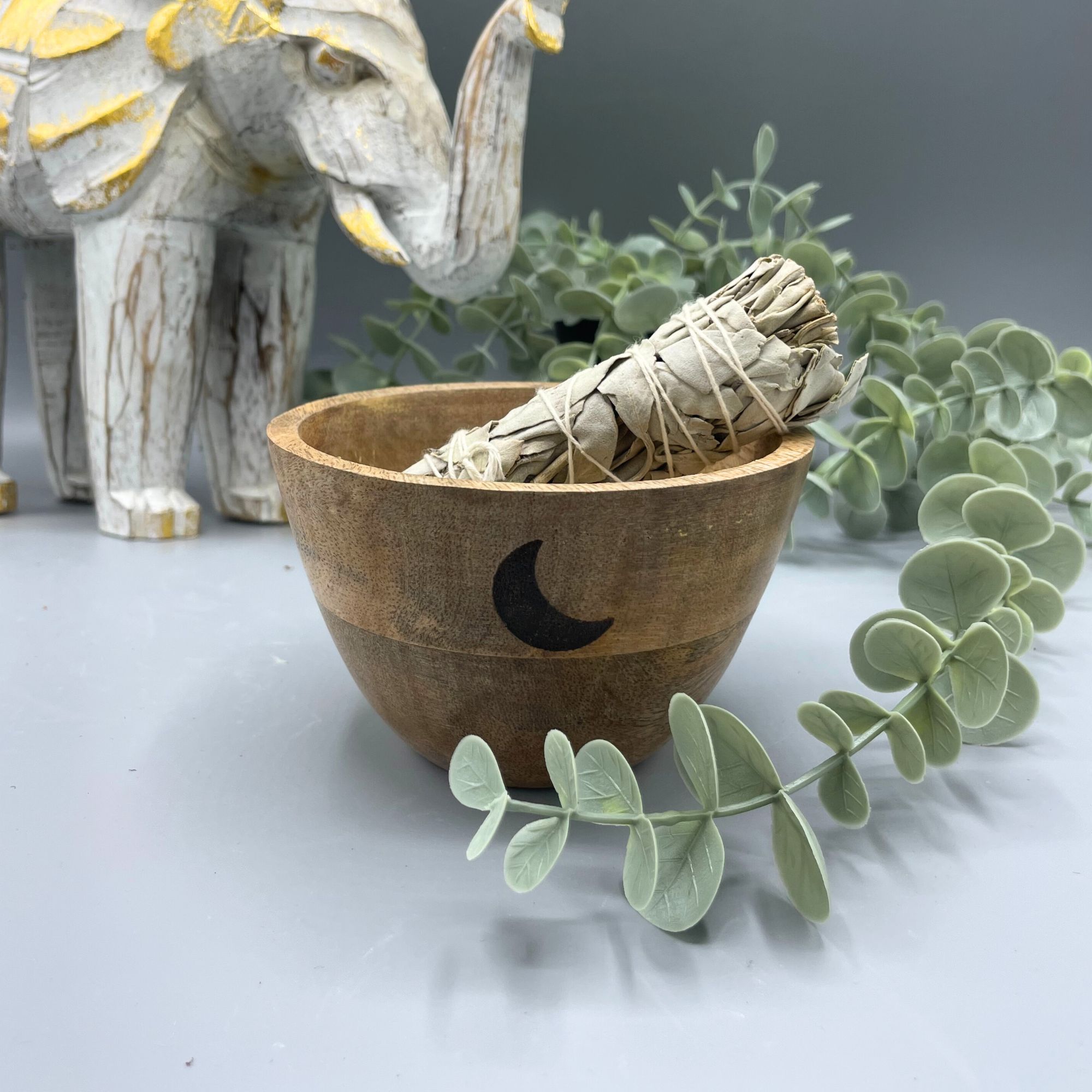 Wooden Smudge and Ritual Bowl - Three Moons - 11x7cm